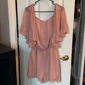 DEFINITELY DEMURE OFF THE SHOULDER CHIFFON ROMPER